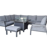 Boxley Outdoor U Shape Grey Garden Sofa Set with Gas Fire Pit Table Powder Coat