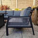 Boxley Outdoor Corner Grey Garden Sofa Set with Gas Fire Pit Table Powder Coat