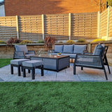 Boxley Outdoor Garden Grey Sofa, 2 Chairs & Gas Fire Pit Table Powder Coat
