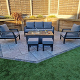Boxley Outdoor Garden Grey Sofa, 2 Chairs & Gas Fire Pit Table Powder Coat