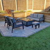 Boxley Outdoor Garden Grey Sofa, 2 Chairs & Gas Fire Pit Table Powder Coat