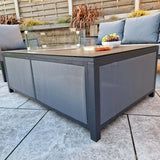 Boxley Outdoor Garden Grey Sofa, 2 Chairs & Gas Fire Pit Table Powder Coat