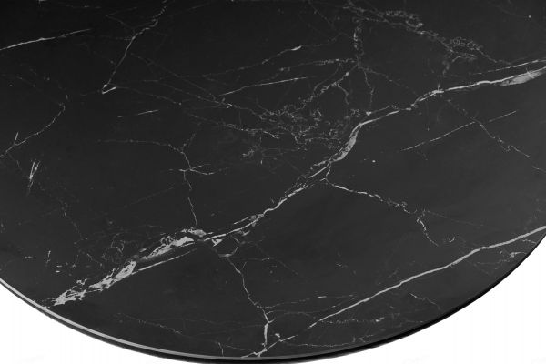 Bianca 200cm Oval Black Ceramic Marble Dining Table With Sorrento Black & Cream Fabric Chairs