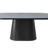 Bianca 200cm Oval Black & Grey Ceramic Marble Dining Table With Sorrento Black & Cream Fabric Chairs