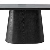 Bianca 200cm Oval Black & Grey Ceramic Marble Dining Table With Sorrento Black & Cream Fabric Chairs
