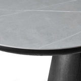 Bianca 200cm Oval Black & Grey Ceramic Marble Dining Table With Sorrento Black & Cream Fabric Chairs