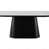 Bianca 200cm Oval Black & White Ceramic Marble Dining Table With Sorrento Black & Cream Fabric Chairs