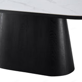 Bianca 200cm Oval Black & White Ceramic Marble Dining Table With Sorrento Black & Cream Fabric Chairs