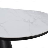 Bianca 200cm Oval Black & White Ceramic Marble Dining Table With Sorrento Black & Cream Fabric Chairs