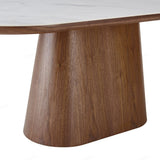 Bianca 200cm Oval Walnut & White Ceramic Marble Dining Table With Zara Walnut Taupe Fabric Chairs