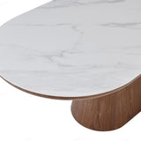 Bianca 200cm Oval Walnut & White Ceramic Marble Dining Table With Zara Walnut Taupe Fabric Chairs