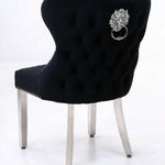 Valentino Lion Knocker Quilted Tufted Plush Velvet Dining Chair - 6 Colours-Esme Furnishings