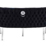 Valentino Lion Knocker Quilted Tufted Plush Velvet 150cm Dining Bench - 5 Colours-Esme Furnishings