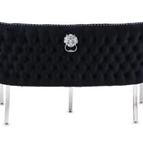 Valentino Lion Knocker Quilted Tufted Plush Velvet 150cm Dining Bench - 5 Colours-Esme Furnishings
