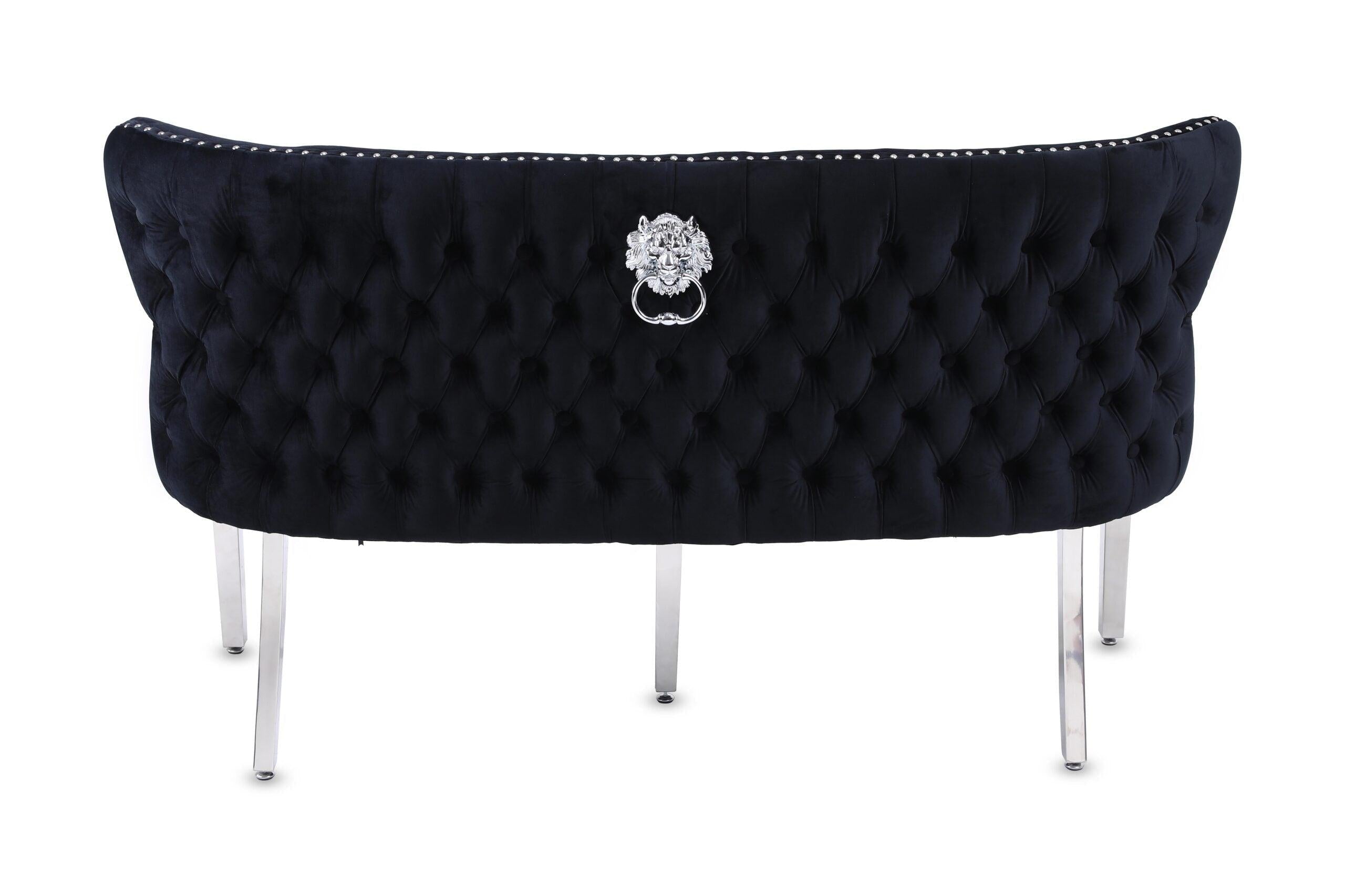 Valentino Lion Knocker Quilted Tufted Plush Velvet 150cm Dining Bench - 5 Colours-Esme Furnishings