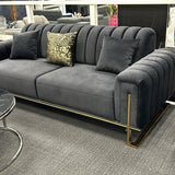Bellisio Luxury Black & Gold 3+2 Velvet Sofa
