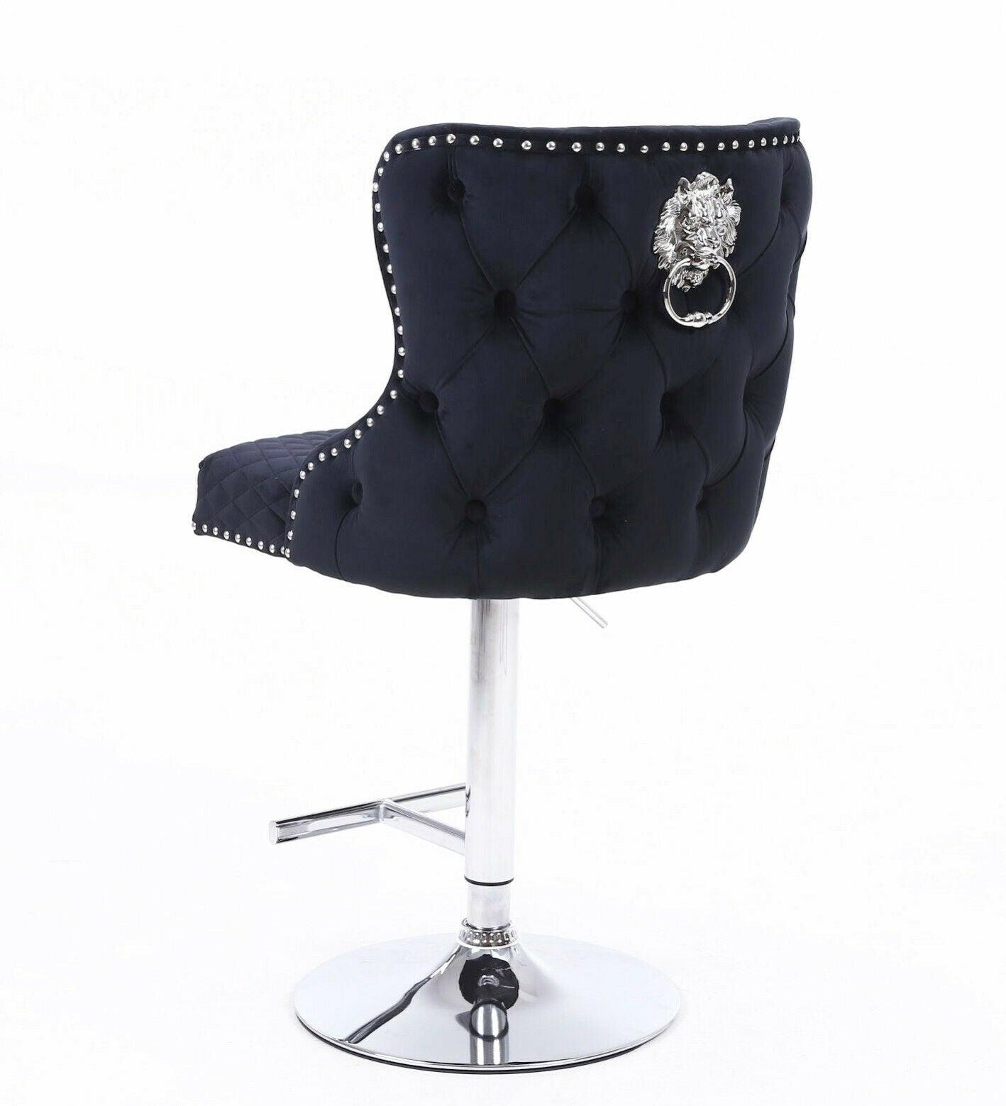 Valentino Lion Knocker Quilted Tufted Plush Velvet BAR STOOLS - 6 Colours-Esme Furnishings