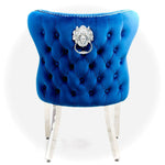 Valentino Lion Knocker Quilted Tufted Plush Velvet Dining Chair - 6 Colours-Esme Furnishings