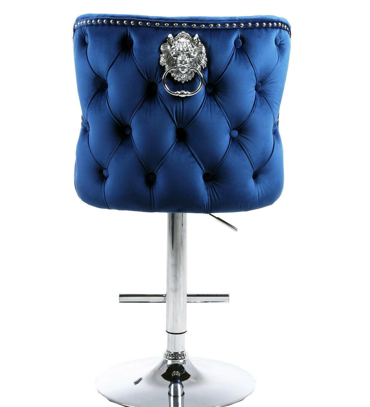 Valentino Lion Knocker Quilted Tufted Plush Velvet BAR STOOLS - 6 Colours-Esme Furnishings