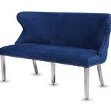 Valentino Lion Knocker Quilted Tufted Plush Velvet 150cm Dining Bench - 5 Colours-Esme Furnishings