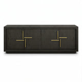 Berkeley Designs Bristol Textured Dark Brown Oak Veneer Media Unit with Gold Handles