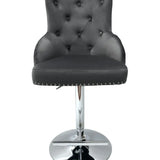 Dakota, Dark Grey French Velvet, Quilted Back Bar Stool
