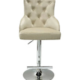 Dakota, Cream French Velvet, Quilted Back Bar Stool