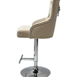 Dakota, Cream French Velvet, Quilted Back Bar Stool