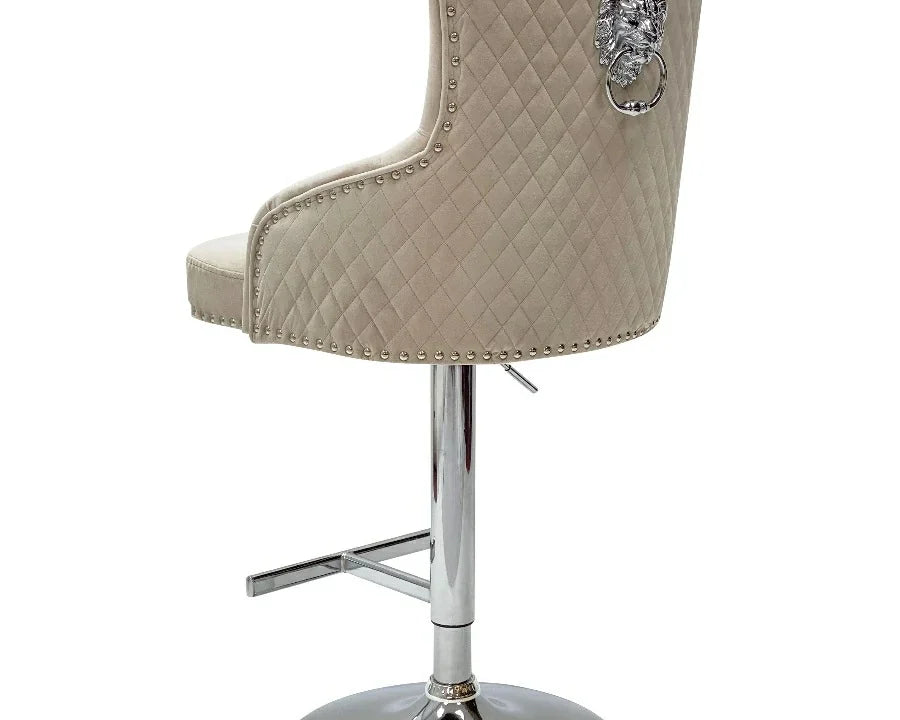 Dakota, Cream French Velvet, Quilted Back Bar Stool