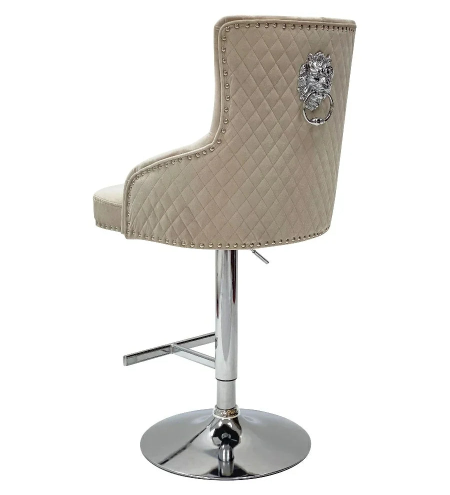Dakota, Cream French Velvet, Quilted Back Bar Stool