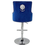 Dakota, Blue French Velvet, Quilted Back Bar Stool