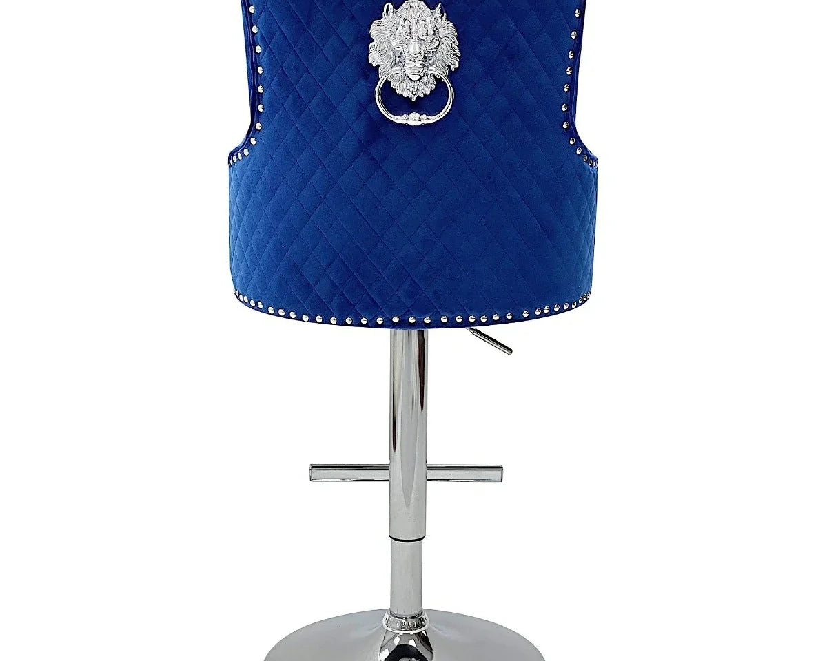 Dakota, Blue French Velvet, Quilted Back Bar Stool