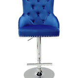 Dakota, Blue French Velvet, Quilted Back Bar Stool
