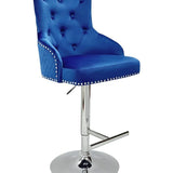 Dakota, Blue French Velvet, Quilted Back Bar Stool