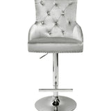 Dakota, Shimmer Grey French Velvet, Quilted Back Bar Stool
