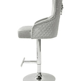 Dakota, Shimmer Grey French Velvet, Quilted Back Bar Stool