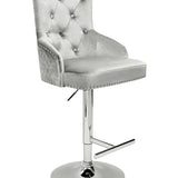 Dakota, Shimmer Grey French Velvet, Quilted Back Bar Stool