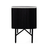 Lucerne Large 150cm Media Stand TV Unit Black Ribbed Fluted