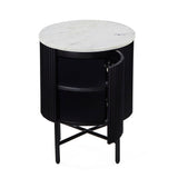 Lucerne Small Cupboard Side Table Black Ribbed Fluted