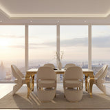 Louis Marble & Gold Dining Table With Santos Curve Velvet Chairs Gold Legs