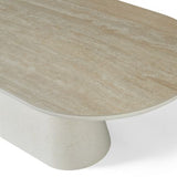 Celine 160cm Oval Ivory Cream Ceramic Marble Dining Set with Lazio Ivory Bouclé Chairs