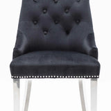 Knightsbridge Black French Velvet Knocker Back Dining Chair With Chrome Legs-Esme Furnishings