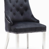 Knightsbridge Black French Velvet Knocker Back Dining Chair With Chrome Legs-Esme Furnishings