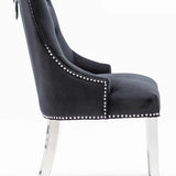 Knightsbridge Black French Velvet Knocker Back Dining Chair With Chrome Legs-Esme Furnishings