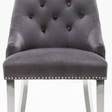 Knightsbridge Dark Grey French Velvet Knocker Back Dining Chair With Chrome Legs-Esme Furnishings
