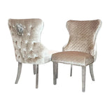 Louis 150cm Marble & Chrome Dining Table With Valente Velvet Chrome Lion Quilted Knocker Chairs
