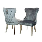 Valentino Shimmer Velvet Fabric Button Back Lion Knocker Quilted Dining Chair In 3 Colours