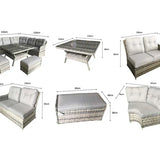 Como Garden Rattan Large Corner Sofa Dining Set in Silver Grey