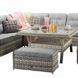 Como Garden Rattan Large Corner Sofa Dining Set in Silver Grey