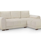 Zara Cream Plush Velvet Universal Corner Sofabed with Storage